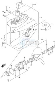 DF 25A drawing Gear Case Remote Control Tiller Handle w/Power Tilt