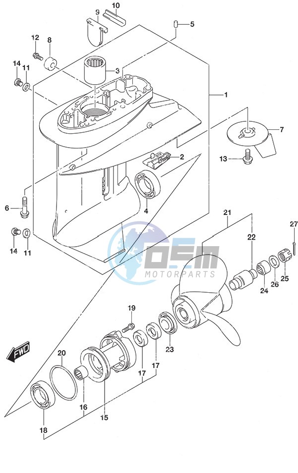 Gear Case Remote Control Tiller Handle w/Power Tilt