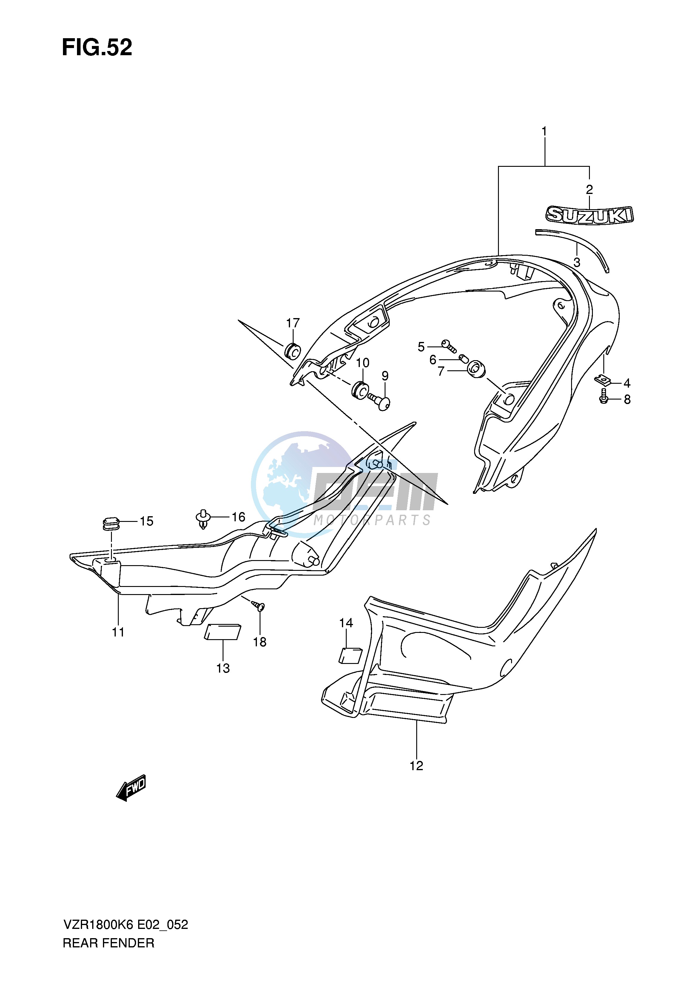 REAR FENDER (VZR1800K6 UFK6 K7 U2K7)