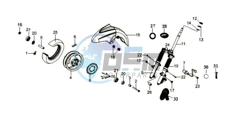 FRONT WHEEL - FRONT FORK