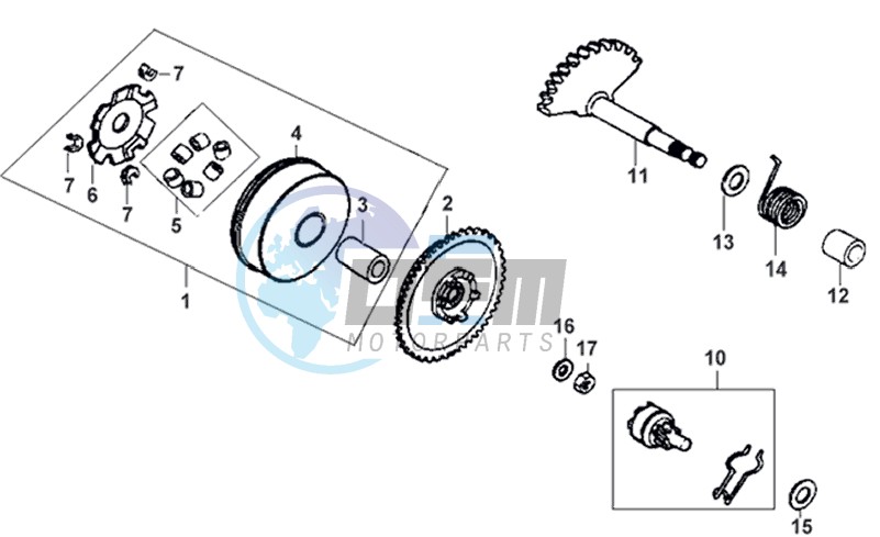 DRIVE PULLEY - GEARED SHAFT