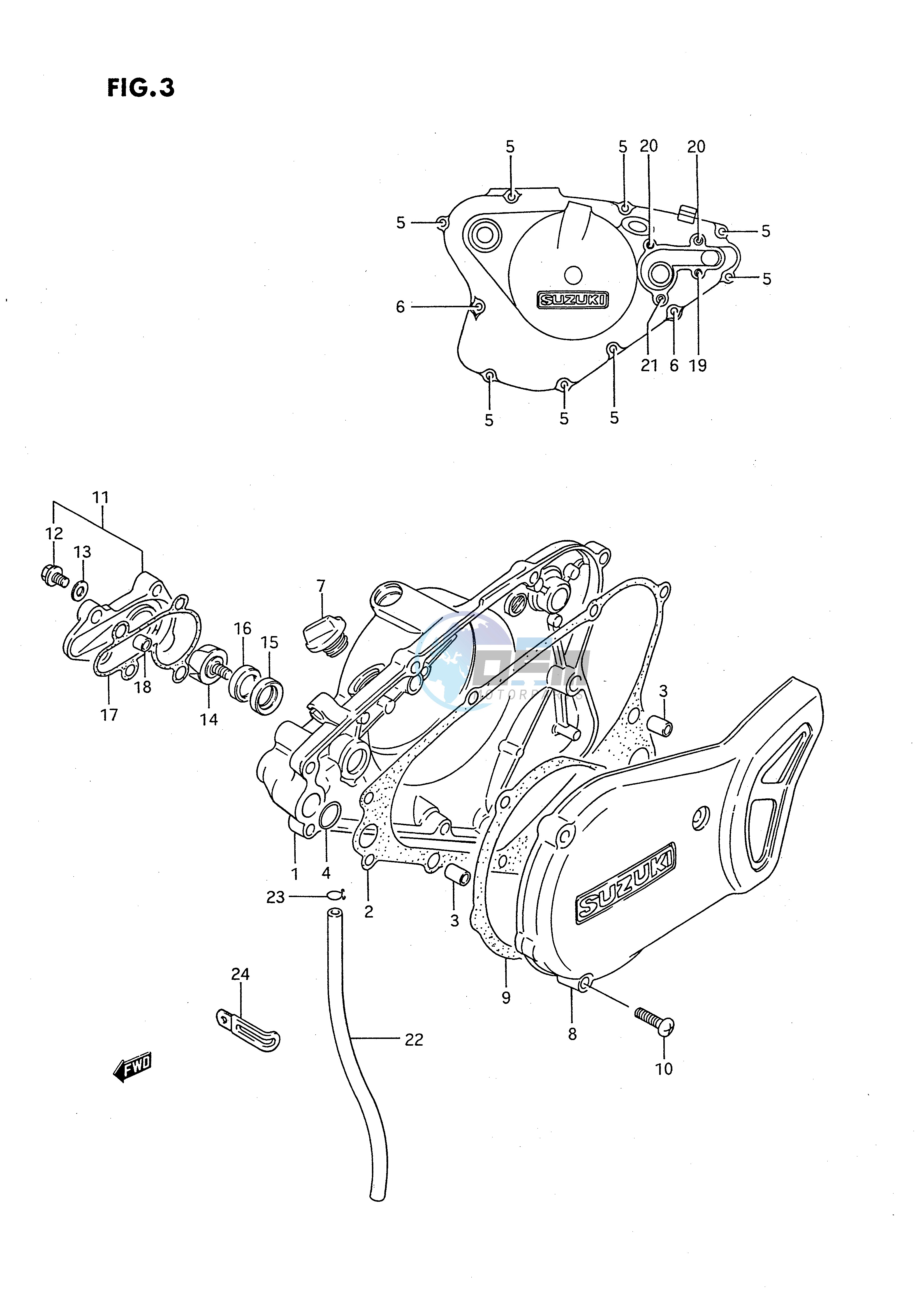 CRANKCASE COVER-WATER PUMP (MODEL G H)