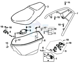 SYMPLY 50 L7 drawing BUDDY SEAT - HELMET BOX - CARRIER