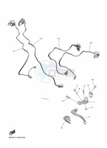 YZ450F (B2W6) drawing HANDLE SWITCH & LEVER