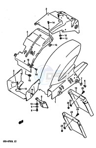 GSX-R750 (J-K-L) drawing REAR FENDER (MODEL J K)