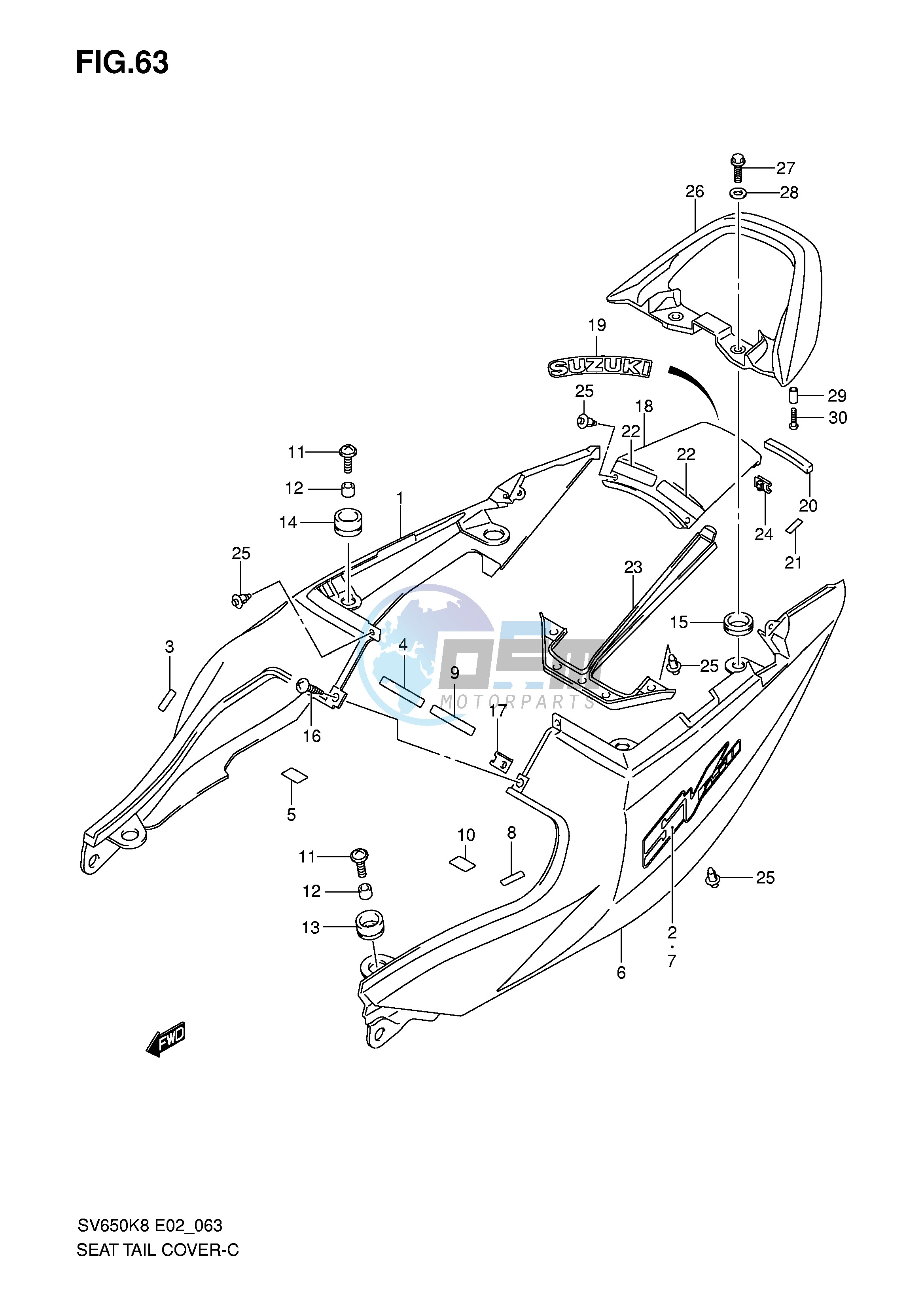 SEAT TAIL COVER (SV650K8 UK8 AK8 UAK8)