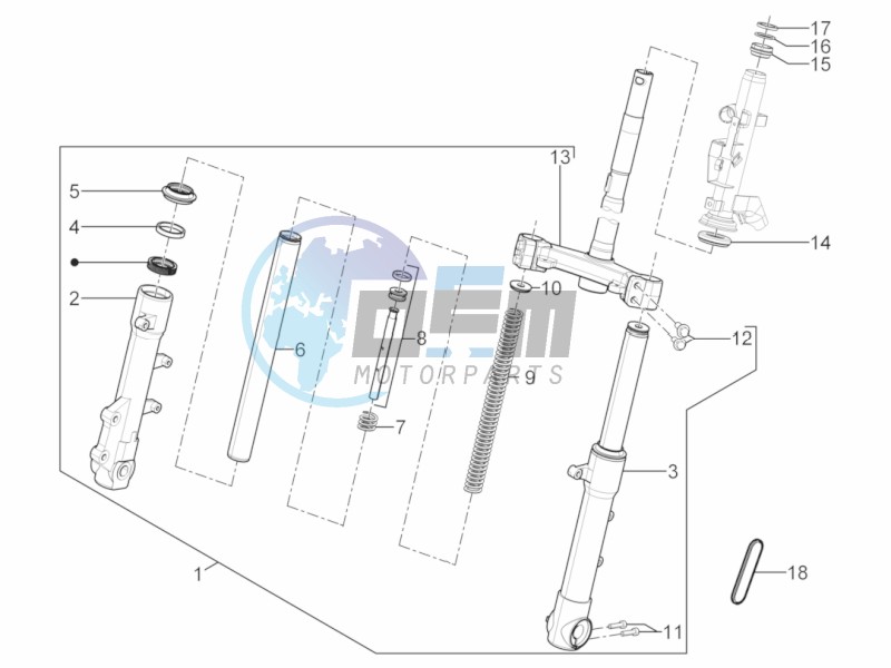 Fork/steering tube - Steering bearing unit