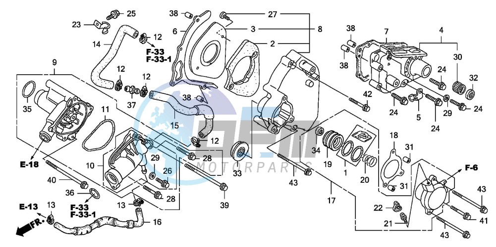 LEFT REAR COVER/WATER PUM P