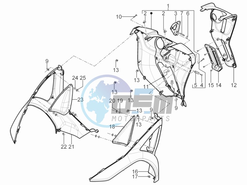 Front glove-box - Knee-guard panel