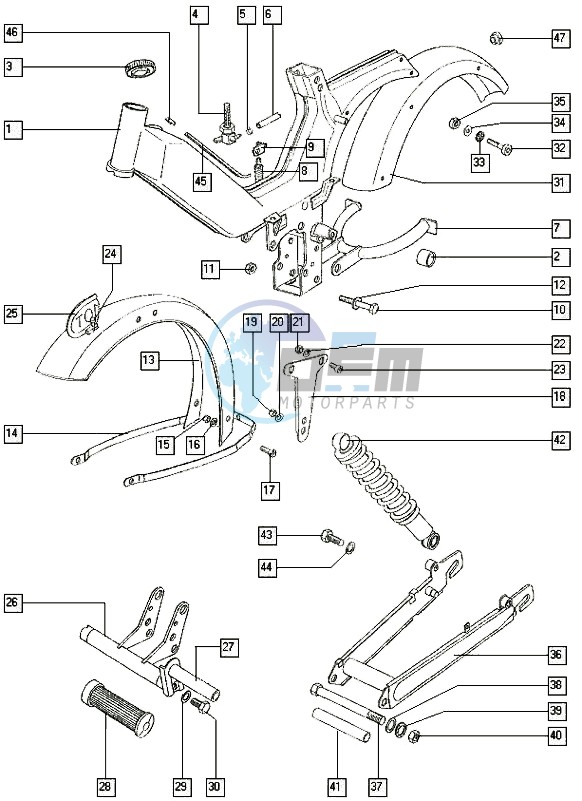 Frame-swinging arm