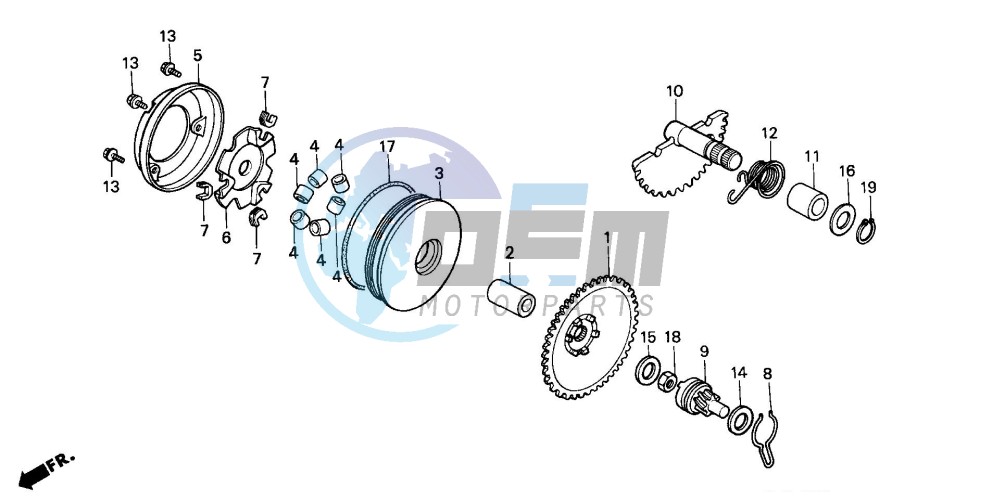 DRIVE FACE/ KICK STARTER SPINDLE