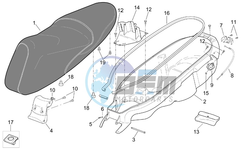 Saddle and helmet compartment