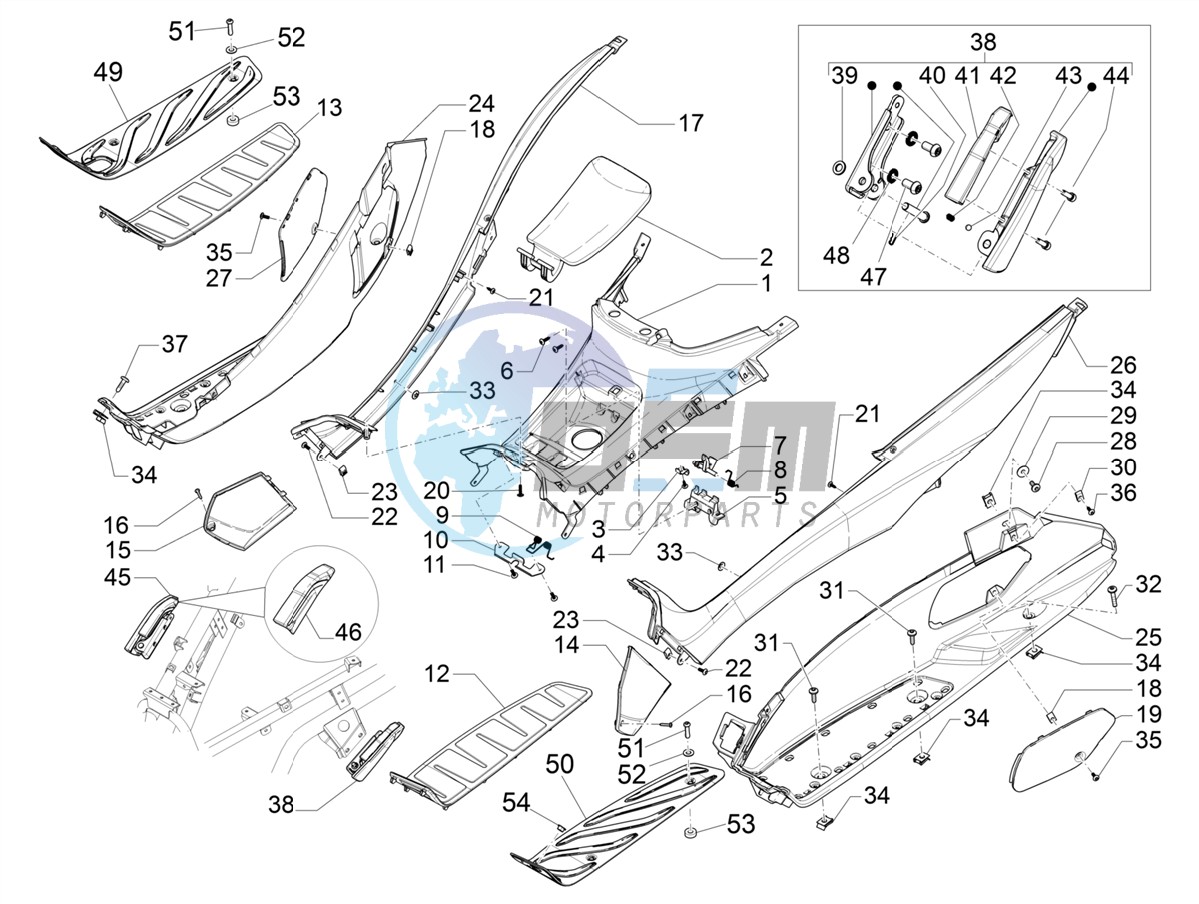 Central cover - Footrests