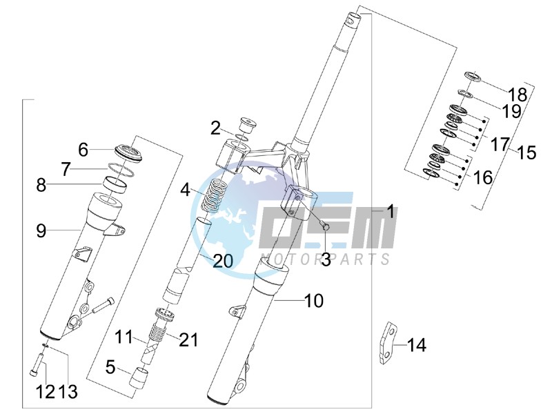 Fork steering tube - Steering bearing unit