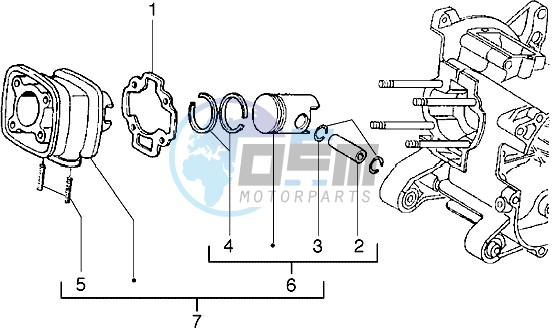 Cylinder-piston-wrist pin assy