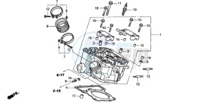 VTR1000F SUPER HAWK drawing CYLINDER HEAD (REAR)