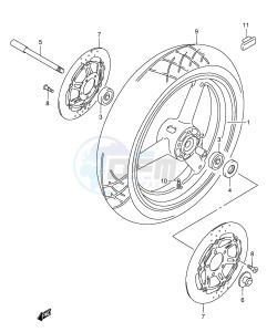 GSX600F (E2) Katana drawing FRONT WHEEL (MODEL K3)