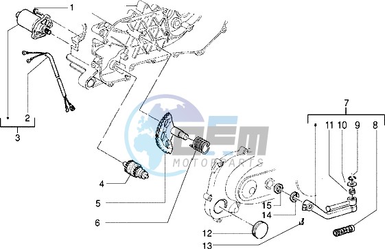 Starting motor-starter lever