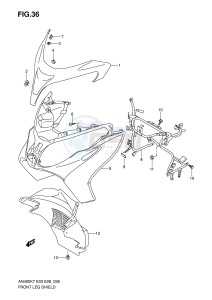 AN400 (E3-E28) Burgman drawing FRONT LEG SHIELD (MODEL K7 K8)