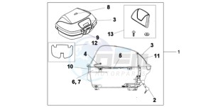 XL1000V9 Ireland - (EK) drawing TOP BOX 45L CHEVALIER SILVER METALLIC