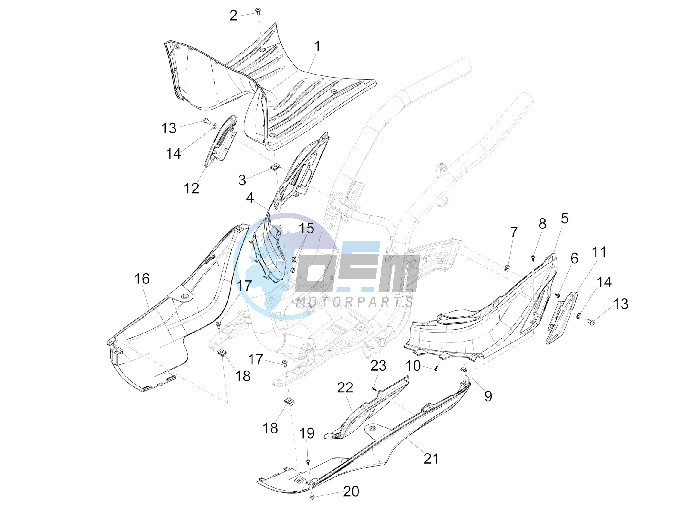 Central cover - Footrests