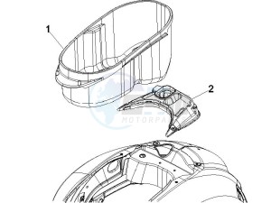 GTS 250 ABS UK drawing Helmet housing - Undersaddle