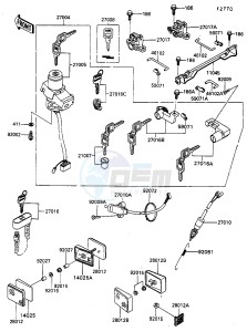 ZG 1000 A [CONCOURS] (A7-A9) [CONCOURS] drawing IGNITION SWITCH_LOCKS_REFLECTORS