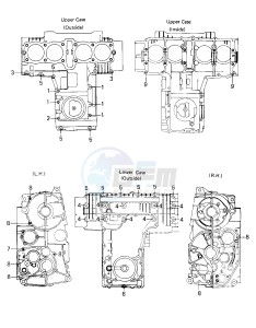 KZ 750 E (E1) drawing CRANKCASE BOLT & STUD PATTERN -- 80 KZY 50-E1- -