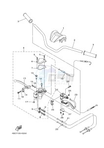 YFM90R (43DD 43DE 43DF 43DD) drawing STEERING HANDLE & CABLE