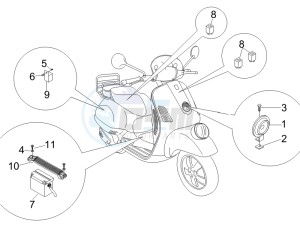 GT 250 ie 60 deg (Euro 3) UK drawing Control switches - Battery - Horn