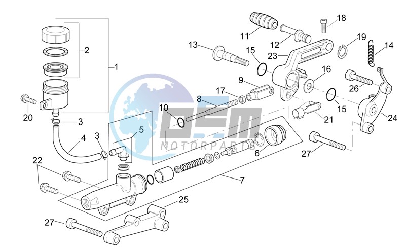 Rear master brake cylinder