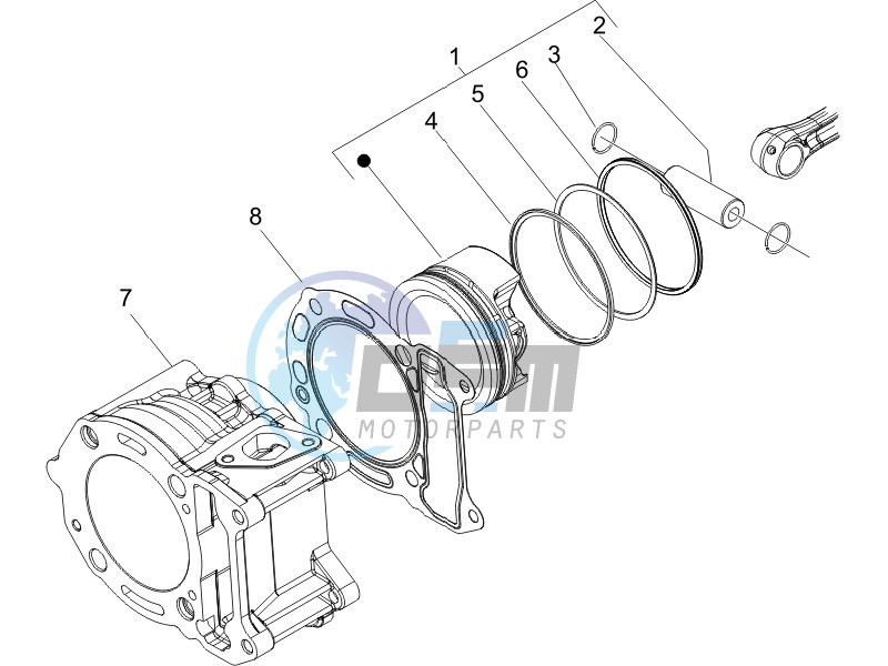 Cylinder - Piston - Wrist pin unit