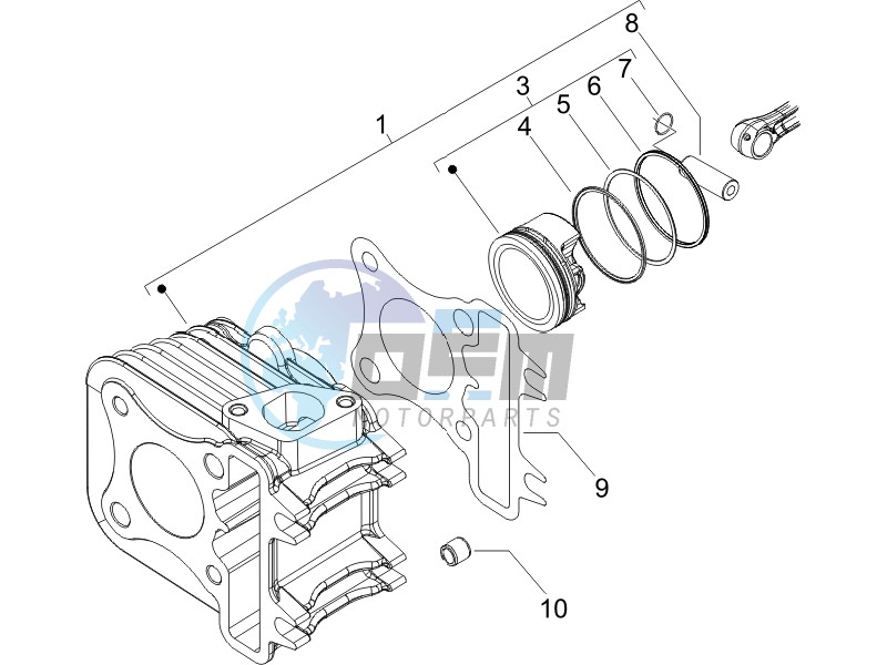 Cylinder-piston-wrist pin unit