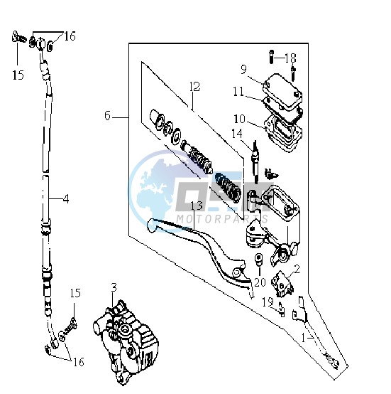 VOORBRAKE CALIPER / BRAKE LEVER /BRAKE LINES