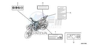 CRF250RF CRF250R Europe Direct - (ED) drawing CAUTION LABEL