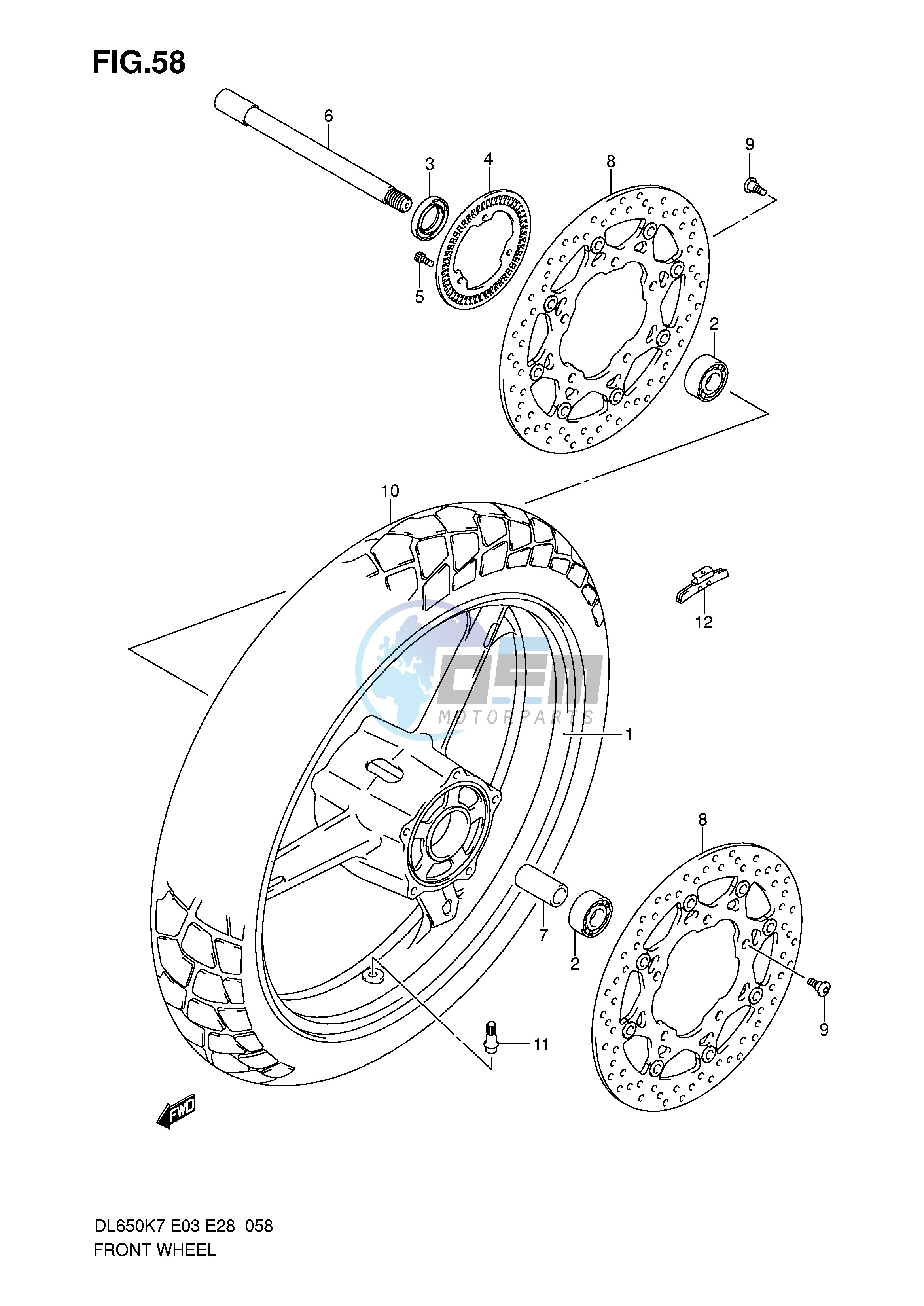 FRONT WHEEL (DL650AK7 AK8 AK9 AL0)