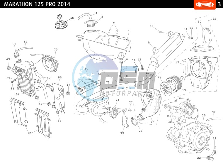 COMPLETE ENGINE - EXHAUST - FUEL TANK