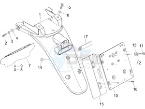 Beverly 300 ie Tourer e3 drawing Rear cover - Splash guard