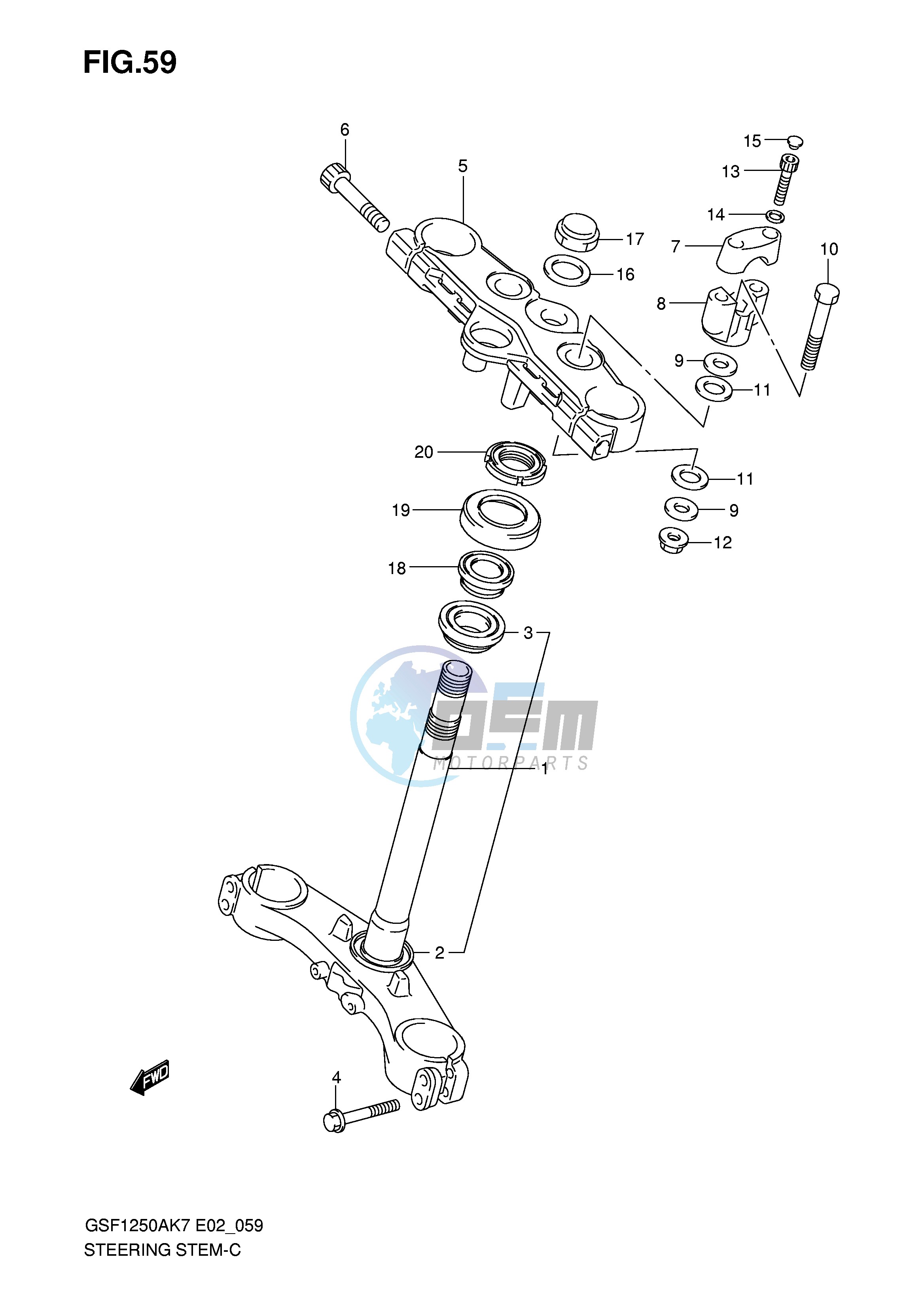 STEERING STEM (GSF1250SK7 SAK7 SK8 SAK8 SK9 SAK9 SAZK9 SL0 SAL0)