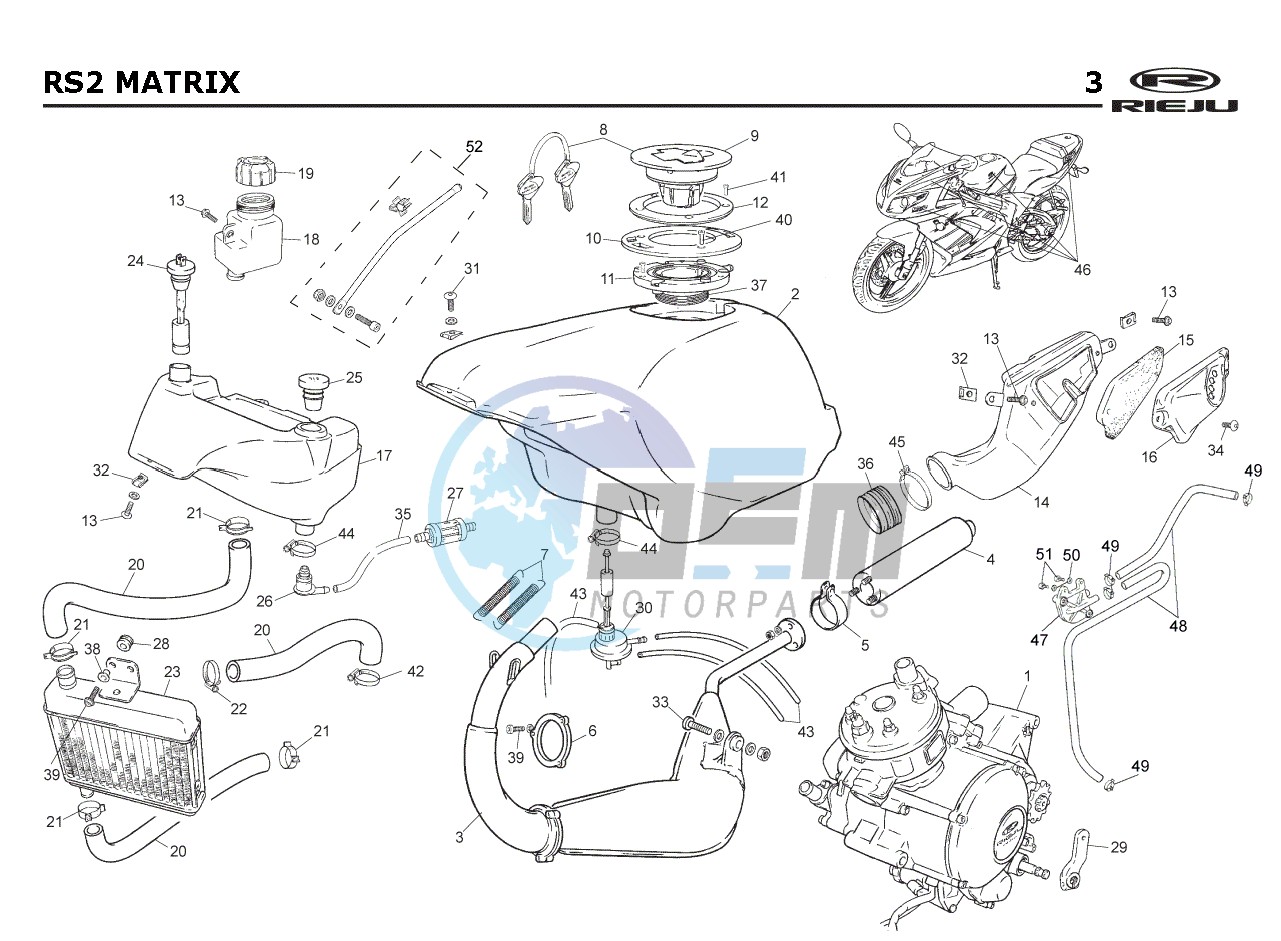 EXHAUST,RADIATOR,TANK, AIRFILTER