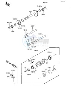 KLF 300 A [BAYOU 300] (A2) [BAYOU 300] drawing GEAR CHANGE DRUM & FORKS