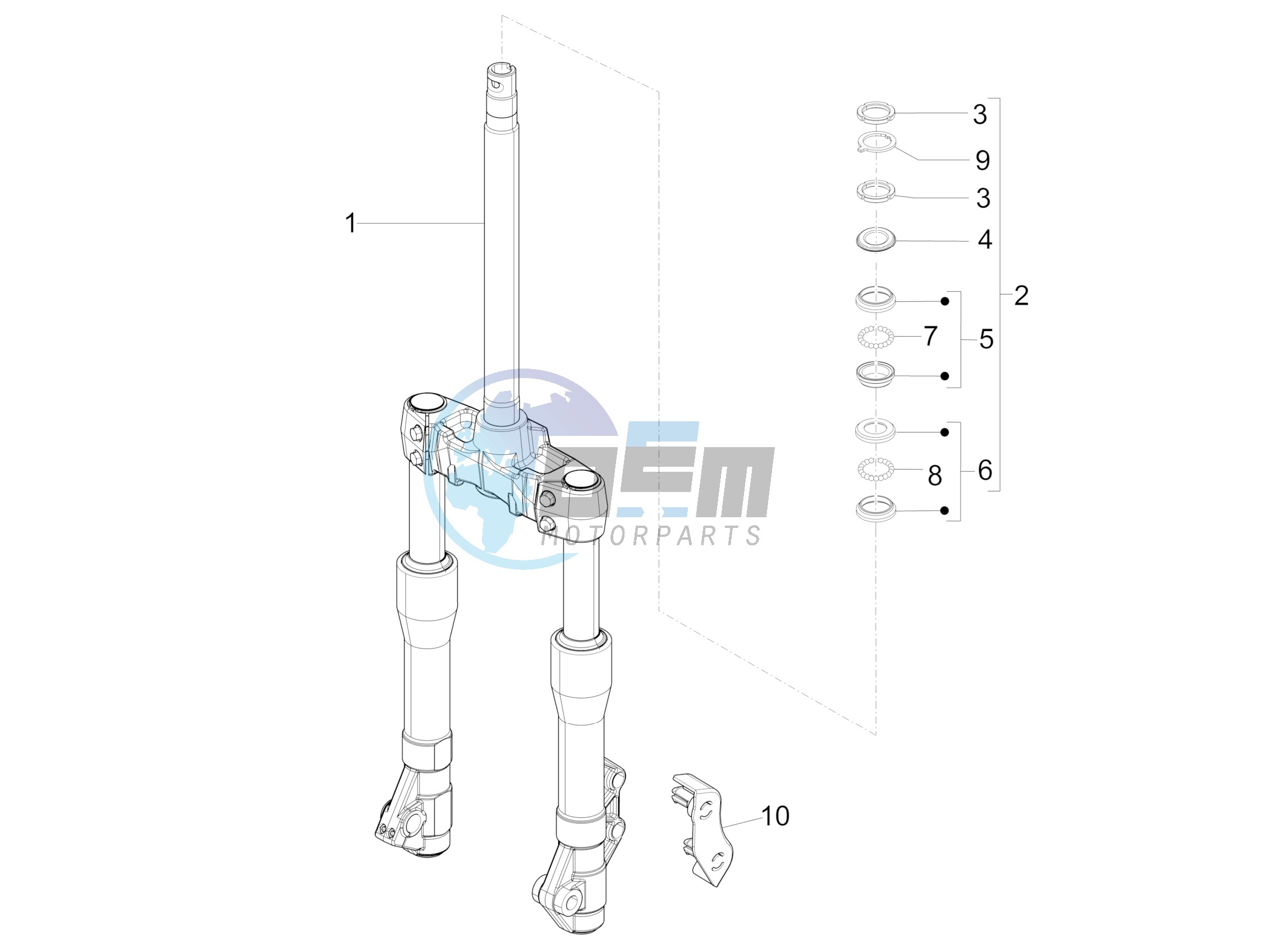 Fork/steering tube - Steering bearing unit