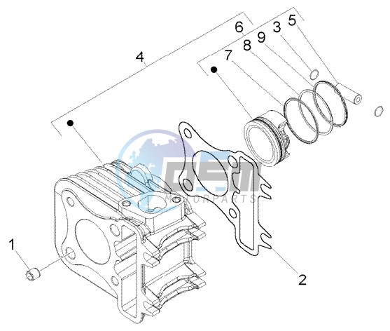 Cylinder-piston-wrist pin assy