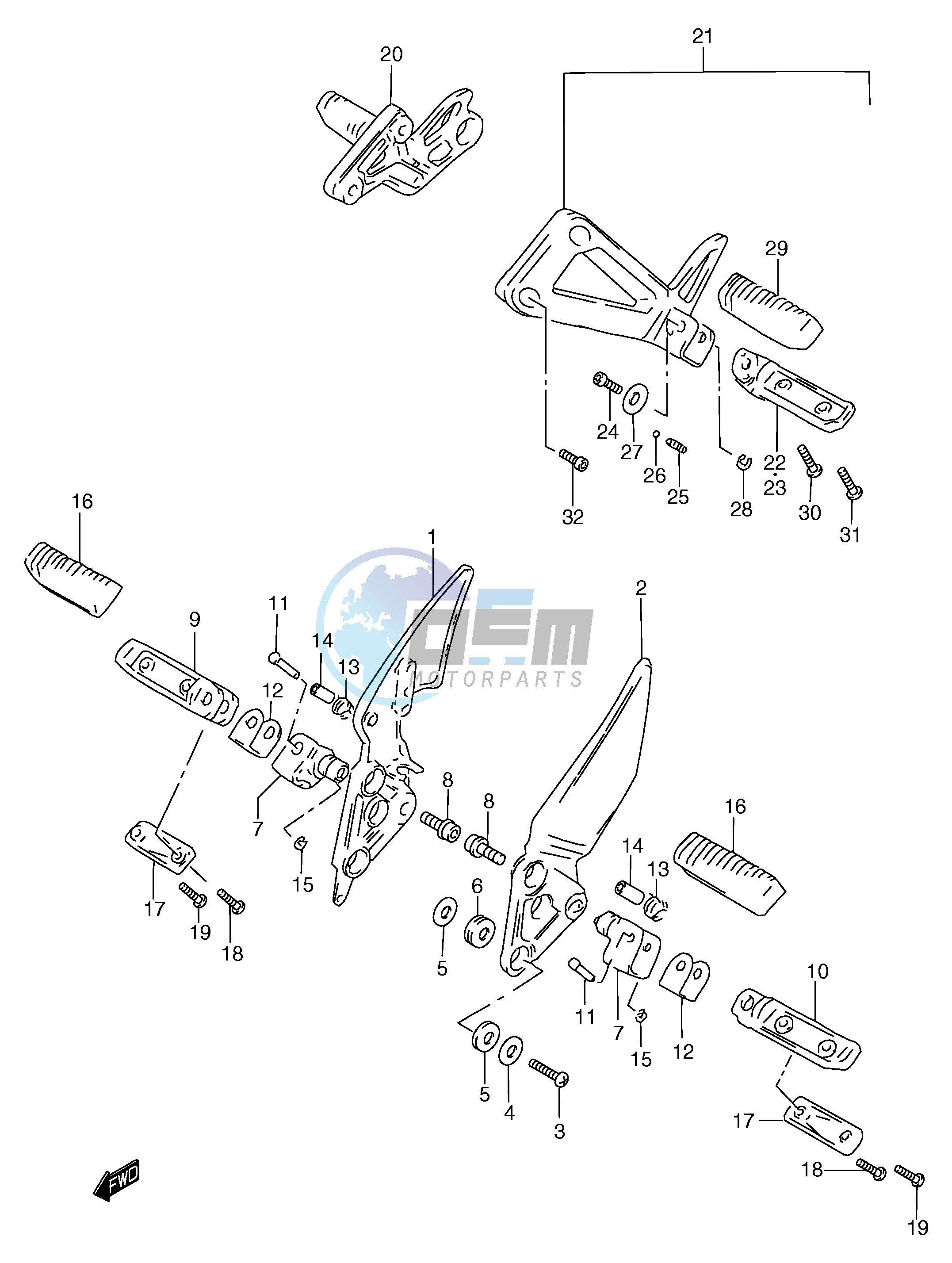 FOOTREST (MODEL V W X)