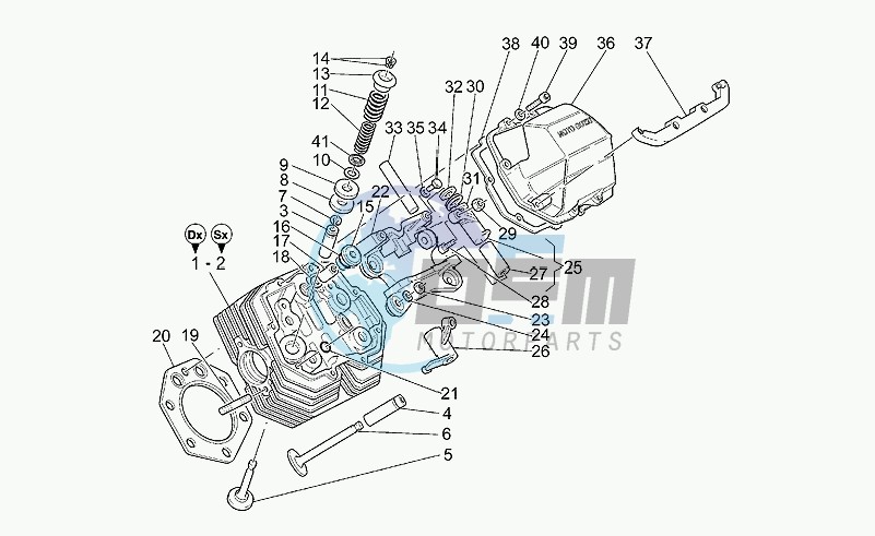 Cylinder head and valves