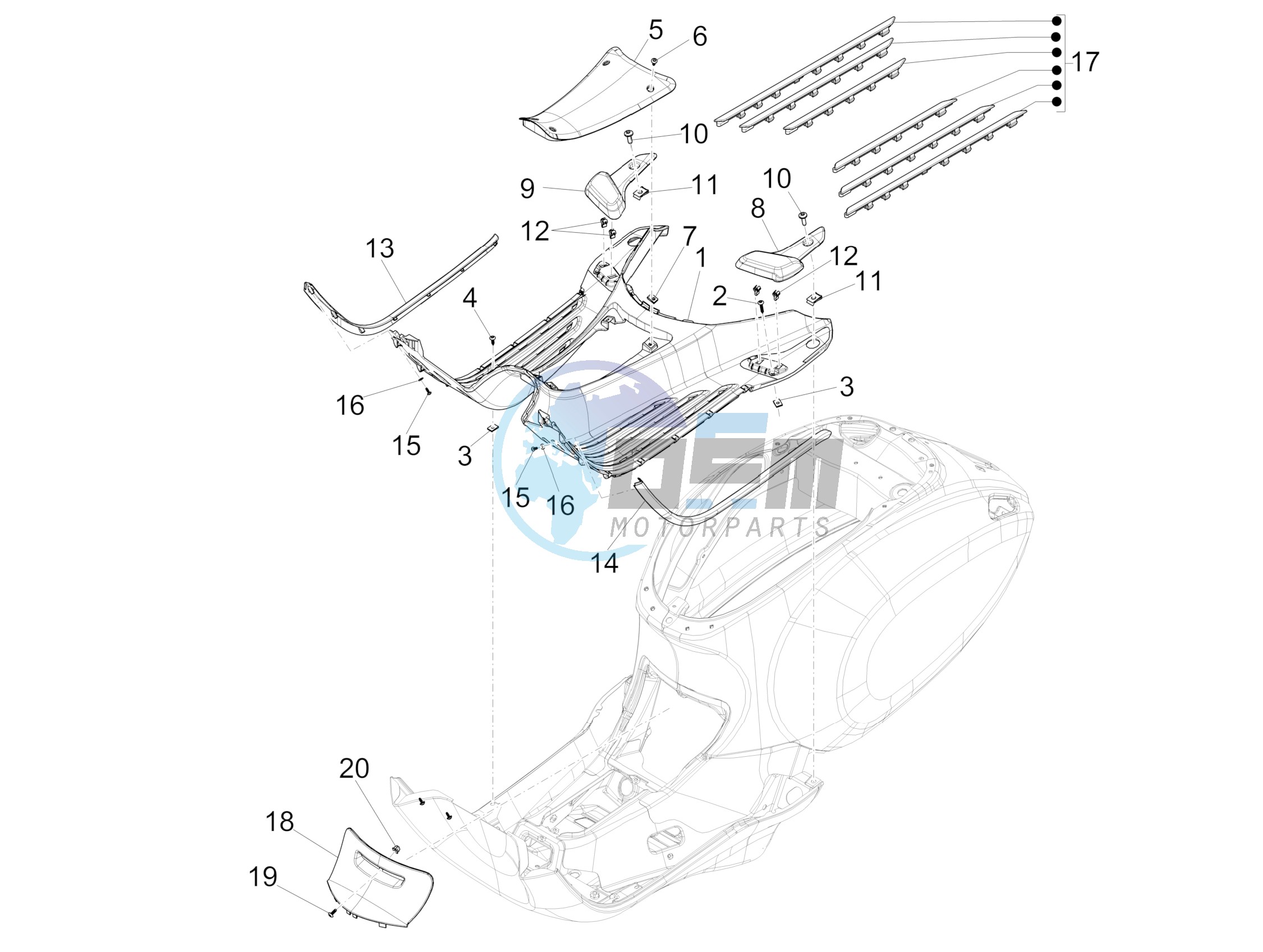 Central cover - Footrests