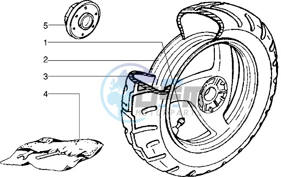 Rear wheel (Vehicle with rear drum brake)