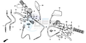 CB250 TWO FIFTY drawing HANDLE LEVER/SWITCH/CABLE (1)