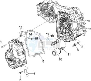 GTS 250 ABS UK drawing Flywheel magneto cover - Oil filter