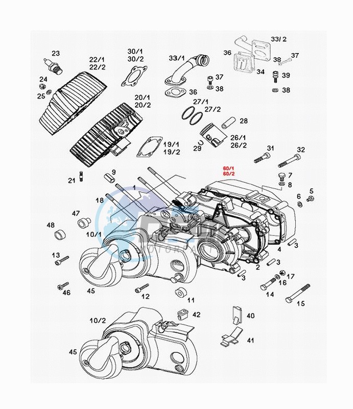 Crankcase-cylinder-piston